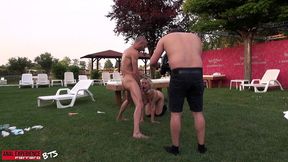 bts of the scene: first 3 on 1 ever, double penetration and pissing with 3 huge cocks for sara malefique!