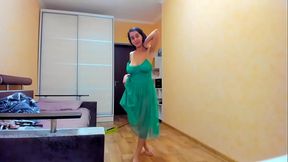 Sweet beautiful Myla Angel in green transparent dress!