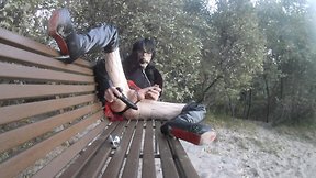 Sissyslut self-pleasuring in the park