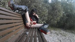 Sissyslut self-pleasuring in the park