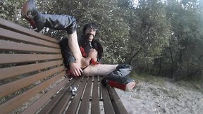 Sissyslut self-pleasuring in the park