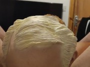 Skinny lad gets a blowjob from his bf teddy bear who wears an old man mask