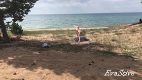 She practiced naked yoga in nature, for which she was fucked