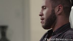 Beautiful tgirl Natalie Mars making love at the office