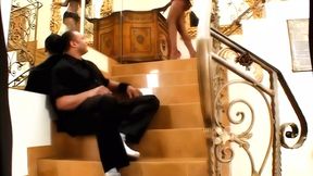 Lustful Ebony Babe Getting Fucked on the Stairs