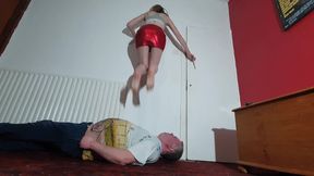 Danielle Jumping Up & Down On Her Slaves Body FLOOR CAM