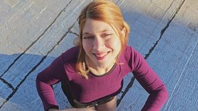 Fucking on the rooftop, public exposure, cum swallow Coraljade01