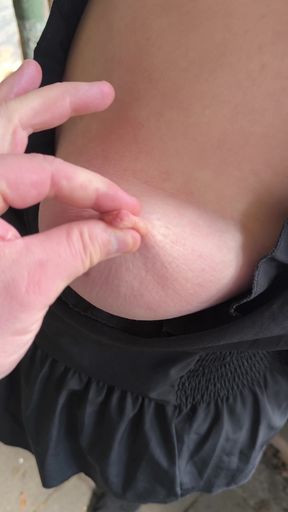 Breasts beating on the sports field