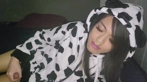 Little trans asian cowgirl gets facial filled with cum