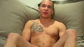 ”Adorable young Brit Mark G cums after jerking for an interview”