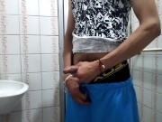 Man urinates and masturbates in public bathroom
