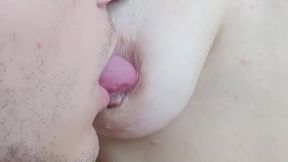 Extremly Close-up Nipple Play