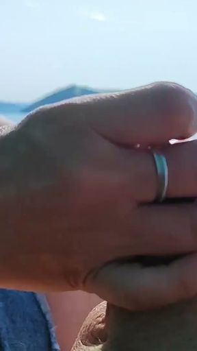 French Milf Handjob Amateur on Nude Beach public in Greece to stranger with Cumshot - MissCreamy   Clip 1