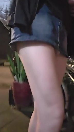 Shemale Ting Xuan Walks in a Super Mini Skirt