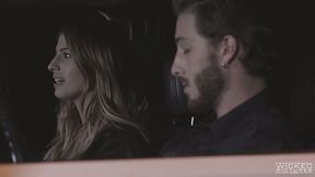 Beautiful babe Kristen Scott gives a blowjob in the car on the first date