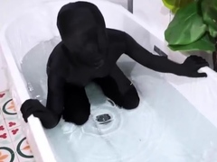 Wet zentai breathplay