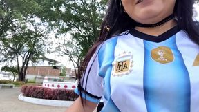 An Argentinian woman beats a European man. In the end, they have sex to satisfy their desires for the 2026 World Cup.