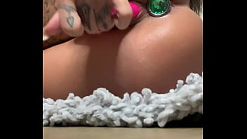 Very sexy lingerie, cream on my body and masturbation with dildo   ANAL PLUG