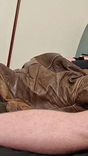 Chav Boy in Leather Bomber Jacket and Scally Gear Get Fucked Leather Bear