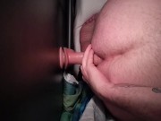 Hole training with realistic uncut dildo