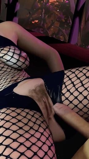 Fucking a Sexy MILF in Full Body Fishnet Lingerie