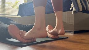 Yoga Girl Ama Rio Learns New Foot to Foot Massage with Male Roommate | Yoga Soles | Foot Stepping | Long Toes