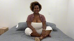 huge natural tits black milf bbw takes bwc creampie in first porn casting, lost tape