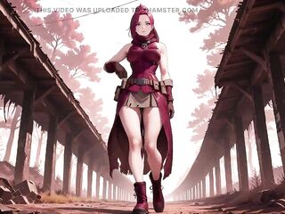 Redhead Warrior in Ruins! Forbidden Meeting in the Industrial Wasteland, her tight combat dress juicy and hazy eyes.