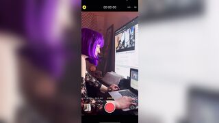 Behind the scenes and It is SHOWTIME and Candy is giving you a birds eye see of her cunt and asshole