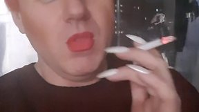 Sonyastar: transvestite smoking with long nails and red hair