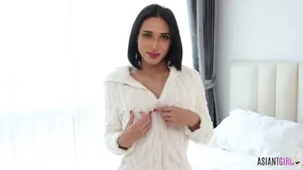 Cute Thai Tgirl Ferch Teases Her Throbbing Cock to Masturbation