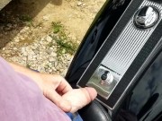 Playing with dick on parked motorcycle