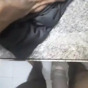 Man Masterbating in the Bathroom During Washing Clothes