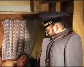 Nasty German bitch DPed in the trailer
