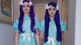 The Grady twins from the Shining cosplayers sucking off and fucking stepbrother