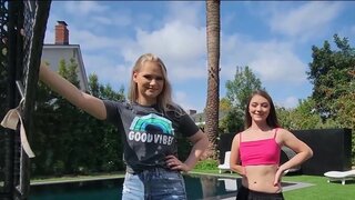 Girls strip naked and get fucked by their own stepbrother