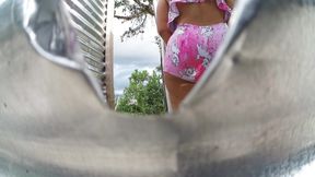 Camera in Beach Booth Captures Stunning Curvey Latina Woman