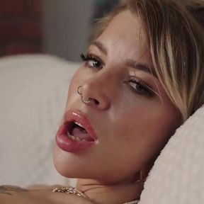 Young Tattooed Beautiful Girl Fucks Herself with a Dildo Until Orgasm. Hot Fuck From Heily Night