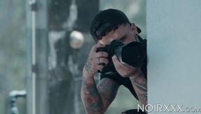 Intruding paparazzi Seth Knight throatfucked intensely by dom Trey Donovan