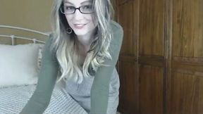 Sexy playful nerdy nympho was dancing and stripping in her bedroom