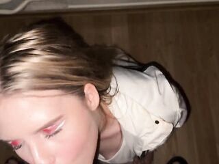 The dude can hardly restrain himself so as not to cum in the enchanting beauty's throat