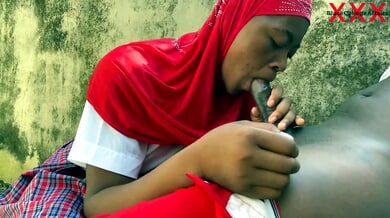 Two lovers caught in a steamy outdoor tryst in school uniforms