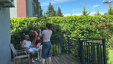 Teen Liv Lauren Backstage - Shooting the Backyard Hard Fuck with Stepdad’s Friend!