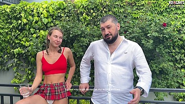 Teen Liv Lauren Backstage - Shooting the Backyard Hard Fuck with Stepdad’s Friend!