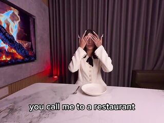 A sexy hotty came on a date and realized that babe had no money