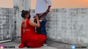 My Boyfriend Fucked Me in a Red Saree and Ejaculated Inside My Mouth, He Was Licking My Ass with His Tongue