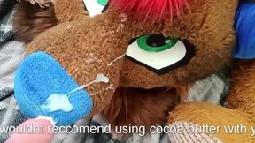 Cum on fursuit until totally caked