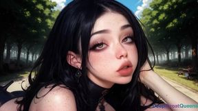 brunette slut gets face-fucked hard in the park [ai]