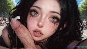 brunette slut gets face-fucked hard in the park [ai]