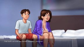 Stepson sniffs panty of her stepmom Debbie and caught later by her (Summertime Saga)